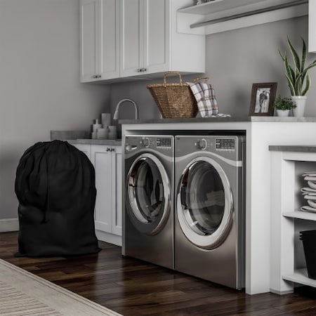 Hastings Home Heavy Duty Laundry Bag Jumbo Tear Resistant Nylon Hamper Liner with Drawstring, Home/ Travel (Black) 921943FJW